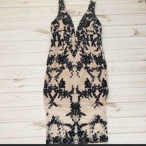 Bardot BRAND NEW embroidered black and nude dress
